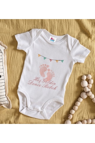 Bk Gift Bk Kids Hoş Geldin Bebek Tasarımlı Beyaz Bebek Body Zıbın-4 Çok Renkli