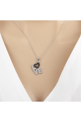 Love Yazılı Taşlı 925 Gümüş Kadın Kolye