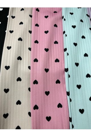 Tunays Shopping Mevsimlik Kalp Baskılı Kız Çocuk Fitilli Tayt 5'li Set Pembe Siyah Lila Yeşil Bej Çok Renkli