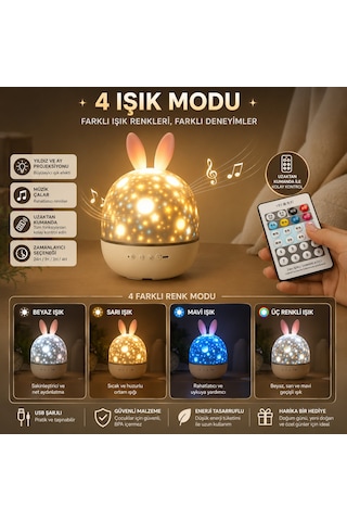 Çocuklar İçin 21 Filmli 8 Müzikli Hareketli Projektör Gece Lamba