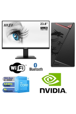 MSI I31300F Core i3-13100F 16 GB 500 GB M.2 SSD 4 GB GT730 24" W11P Masaüstü Bilgisayar