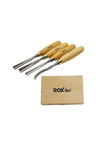 Rox Wood 15399076 Ahşap Oyma Iskarpela Seti 4 Parça Ahşap Kutulu