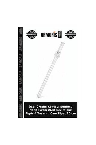 Özel Üretim Kokteyl Sunumu Nefis İkram Zarif Seçim Yüz Figürlü Tasarım Cam Pipet 20 Cm Çok Renkli