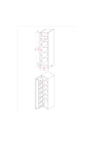 Asra Trend Mk19 Beyaz Kiler Dolabı 40x180 Cm Dar Alan Çok Amaçlı Dolap, 5 Raflı, Kapak İçi Bölmeli,%100 Mdfl Çok Renkli
