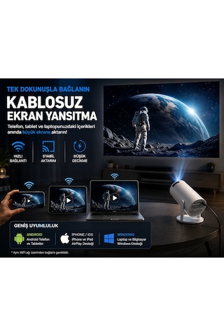Hy300 Pro Akıllı Projektör 2gb Ram 16gb Rom Android Wifi 6 Bluetooth 5.0 4k Destekli