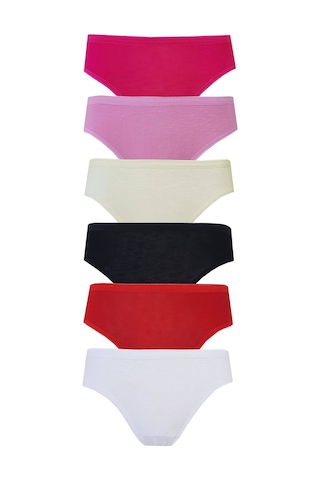 Hepsine Rakip 6lı Kadın Bikini Külot Pamuklu Renkli İç Çamaşırı Nefes Alan Doku Çok Renkli