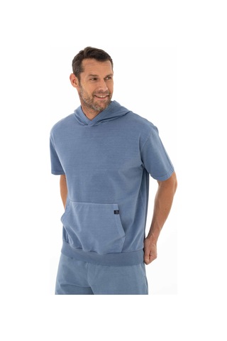 AR-MA Arma Erkek Oversize Kısa Kollu Kanguru Cepli Kapşonlu Sweatshirt 001