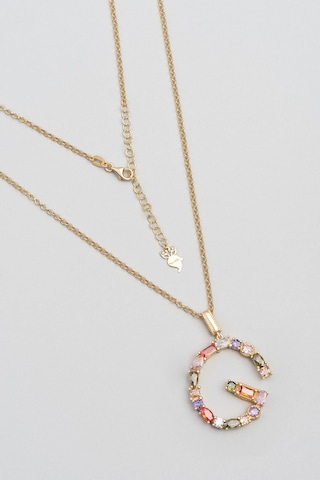 G Harfi Günışığı Renkli 18 Ayar Sarı Altın Kaplama Gümüş Kolye