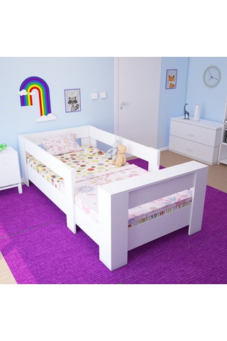 Herseycik Ninnimo Montessori Mdf Karyola Beyaz Y25 - 90X190 Yatak Uyumlu Beyaz