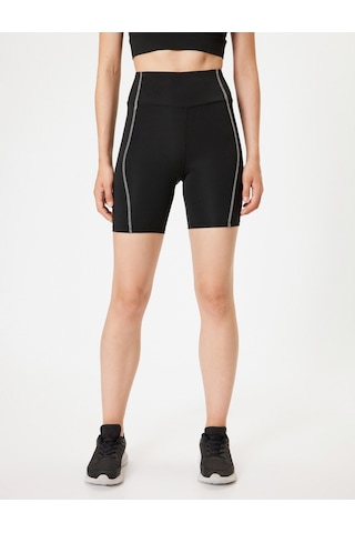 Koton Spor Biker Tayt Dikiş Detaylı Yüksek Bel Slim Fit Siyah 5wak40177nk