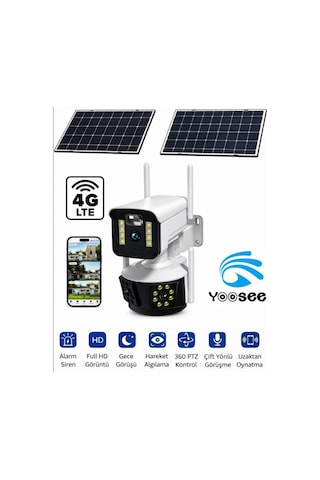 9mp 3 Lens Güvenlik Kamerası Solar Güneş Panelli Hareket Takibi Dahili Batarya Sesli Sim Kartlı