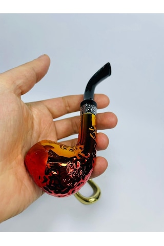Alcan Fosforlu Sarı Damalı Filitreli Pipo //12cm