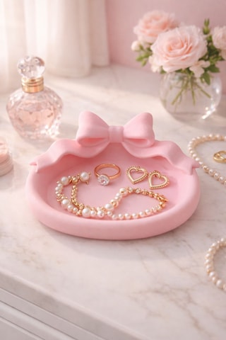 Fiyonk Tasarımlı Takı & Aksesuar Tepsisi Açık Pembe