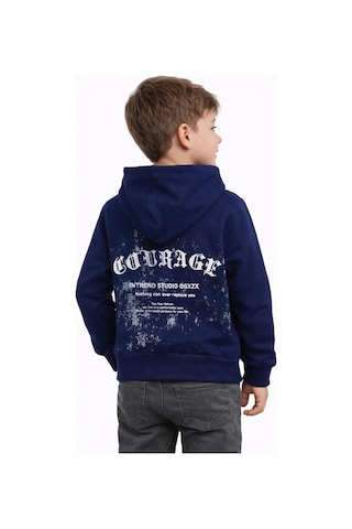 Baglan Erkek Çocuk Önü Arkası Baskılı Kapüşonlu Sweatshirt Bgl-st05246 Lacivert