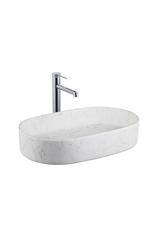 Tezgahüstü Lavabo Mat Beyaz Mermer E-w1202m8 Beyaz
