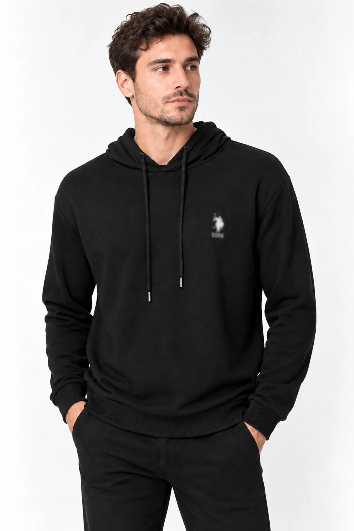 Neco Giyim Erkek Kapüşonlu Sweatshirt Siyah Basic Rahat Kalıp Uzun Kollu Günlük Spor Sweatshirt