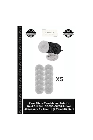Cam Silme Temizleme Robotu Bezi 5 Li Set Ddc55/c6/s8 Robot Aksesuarı Ev Temizliği Temizlik Seti
