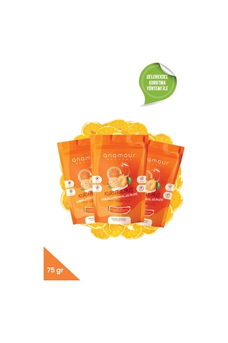 Anamour Natural Kurutulmuş Kabuksuz Portakal Meyve Paketi 3 x 25 G