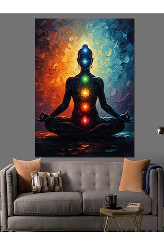 Ahşap Tablo Çakra Meditasyon Yoga Figürü İnsan Figürlü Tablolar
