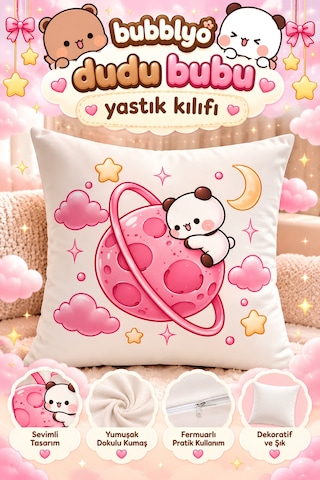 Dudu Bubu Dekoratif Yastık Kılıfı Pembe Pembe
