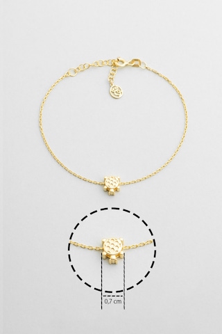 Mini Kaplumbağa 18 Ayar Sarı Altın Kaplama 19 Cm Gümüş Bileklik Sarı