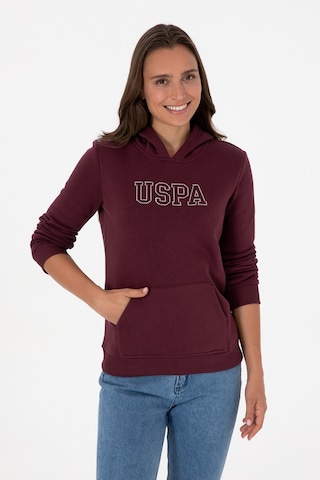 U.S. Polo Assn. Kadın Bordo Şardonlu Kapüşonlu Basic Sweatshirt 50313566-VR177