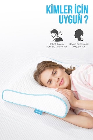 Viscofoam Hava Kanallı Ortopedik Boyun Destekli Yastık Visco Yastık 57x37x10-7cm