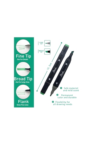 Hannah 60 Parça Siyah Çantalı Çift Taraflı Marker Seti