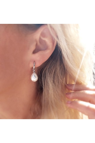 Vaoov 925 Ayar Gümüş Mayorka İnci Küpe