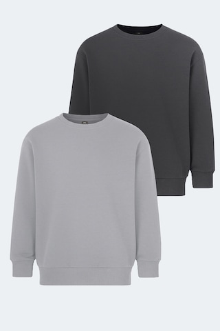 Slazenger Logan 2 Li Set Erkek Çocuk Taş Gri - Koyu Gri Sweatshırt