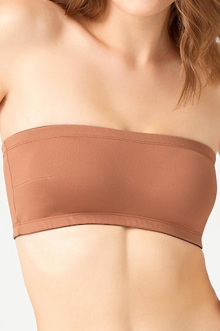 Straplez Crop Top Büstiyer Sütlü Kahve Sütlü Kahverengi