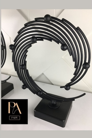 Trendooze 2'li Metal Siyah Aksesuar Ofis Ev Dekorasyon Objesi