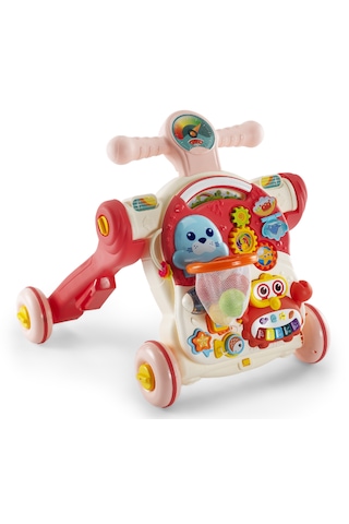 Baby2go 4 İn 1 Multifunction Walker Pembe - Eğitici Bebek Aktivite Masası Ve İlk Adım Yürüteç