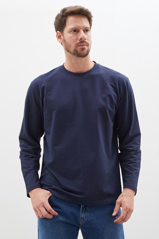 Fullamoda Baskılı Bisiklet Yaka Sweatshirt Lacivert