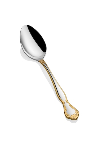 Arsel Dafne Gold 6'lı Yemek Kaşık Seti 304 Kalite 3 Mm Premium Set Gerçek Altın 18/10 Gümüş