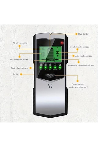 Xuweiwei 1pc Yüksek Hassasiyetli 5i 1 Arada Duvar Tarama Cihazı Stud Bulucu Metal Ahşap Tel Algılama Pille Çalışan Profesyonel Kalınlık Ölçüm Cihazı