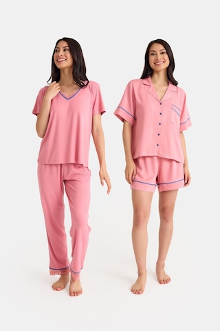 Dream Pembe 4 Lü Viskon Pijama Takım Seti Pembe
