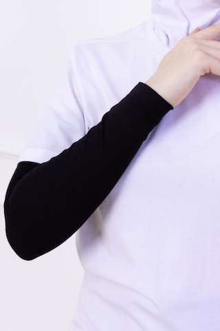 Likralı Penye Kolluk Siyah - Pratik Kadın Tesettür Düz Namaz Kolluğu 1 Çift 40cm Viskon Hijab Siyah