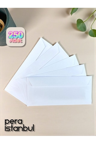 250 Adet Diplomat Beyaz Davetiye Lüks Tebrik Kartı Mektup Mühür Cüzdan Büyük Zarf 105x240mm