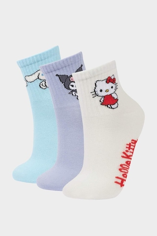 DeFacto Kız Çocuk Hello Kitty 3'lü Pamuklu Uzun Çorap F6702A8NSKR1