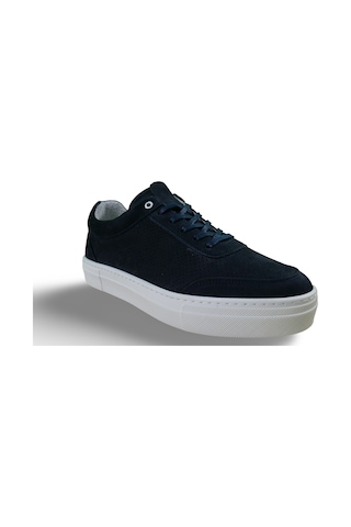 Erkek Hakiki Deri Casual Sneaker Lacivert