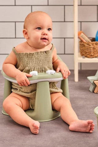 Flosoft Vakumlu Bebek Banyo & Mama Oturağı + Silicolife 2 Adet Silikon Mama Kaşığı Hediye Yeşil