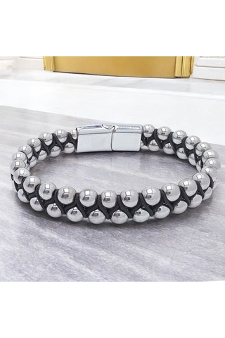 Fm Hematit Ve Çelik Halatlı Erkek Bileklik 31832b18d1 Gümüş