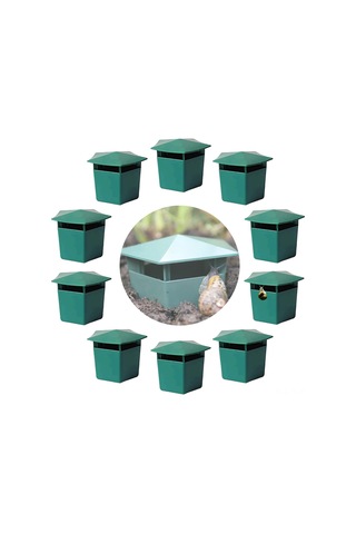Teltree 10 Adet Yeşil Plastik Bahçe Salyangoz Tuzağı - Ekonomik Ve Çevre Dostu Bitki Koruyucu Alet 10x6x7cm