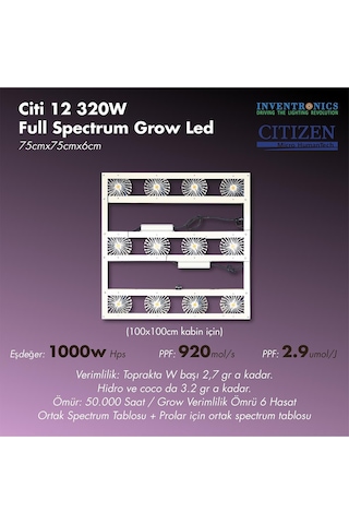 Citi 12 320w Full Spectrum Grow Led Lamba