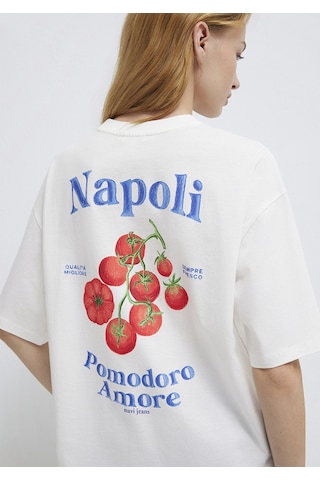 Mavi - Napoli Baskılı Ekru Tişört 1614013-70057