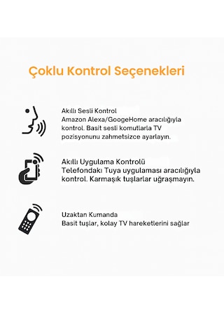 Motorlu Katlanır Tavan Tipi Tv Askı Aparatı 37"-75" Akıllı