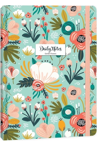 Keskin Color A5 Çizgili Defter Daily Notes Garden Flowers - Yeşil