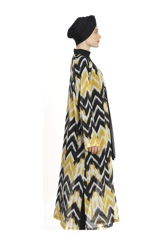 Haliç Mayo Tesettür Mayo Üzerine Tek Kaftan Pareo 6314 Sarı