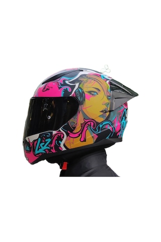 LS2 Rapid 2 Race Cyberg Fullface Siyah Camlı Motosiklet Kaskı Mor